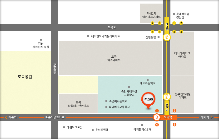 양재 온누리 교회 쉬운약도